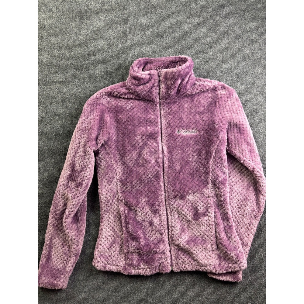 Columbia Fire Side II Sherpa Fleece Jacket Women Small Purple Full Zip XL0668